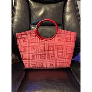 Balmain Monogram Red Striped Handbag